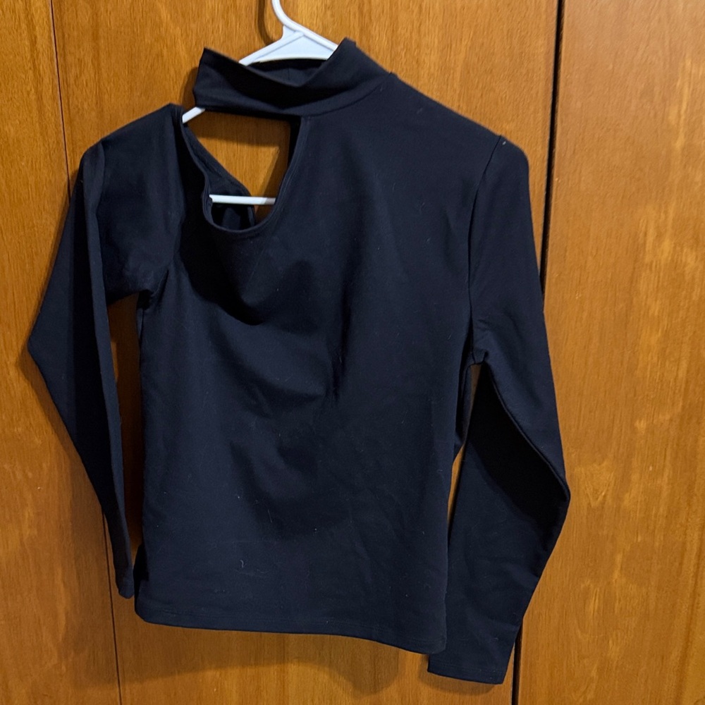 Abercrombie & Fitch Black Long Sleeve Mock Neck Top with Shoulder Cutout Detail